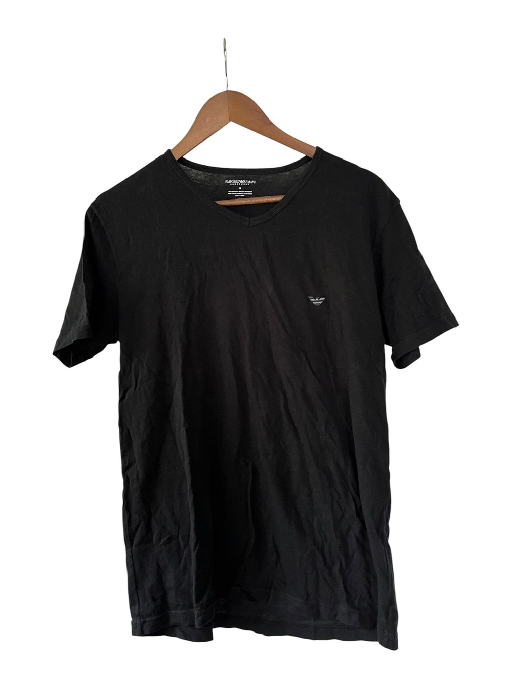 Two Emporio Armani black undershirts 100% cotton.